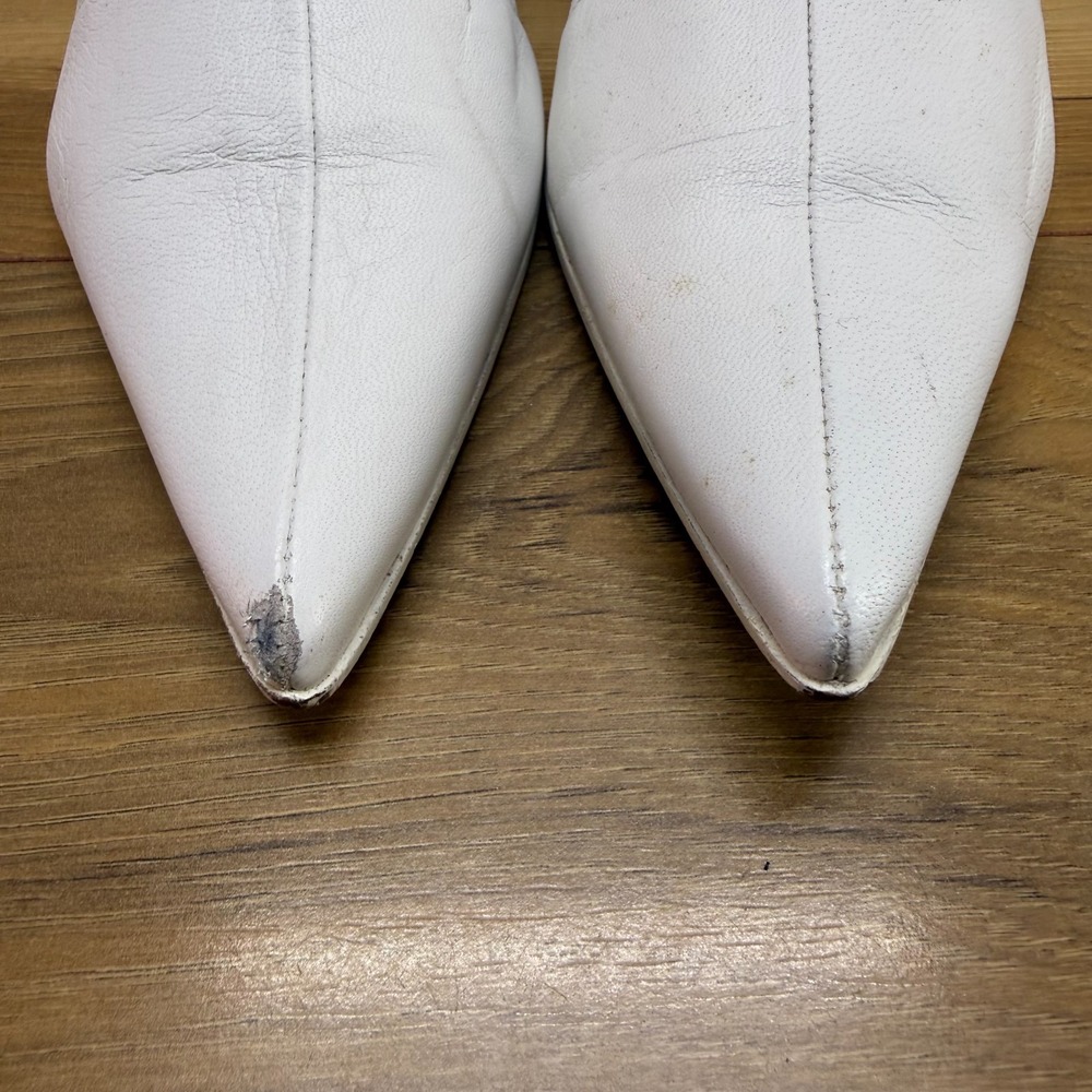 MM6 Maison Margiela Paris Zip Pointed Toe Flats 9 9.5 EU 40 White Soft Leather - Picture 4 of 10